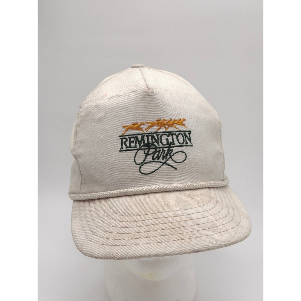 Vintage Remington Park Strapback Hat USA Made Horse Racing Cap White - Picture 6 of 8